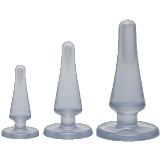 Набір анальних пробок з гелевим напиленням з обмежувачами Doc Johnson Crystal Jellies Anal Initiation Kit-Clear