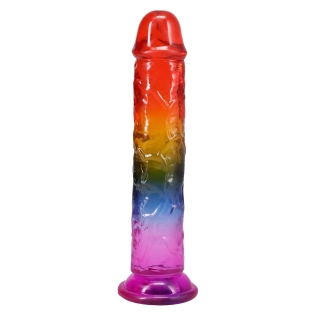 Фаллоимитатор реалистичный на присоске радужный Doc Johnson Crystal Jellies - 8.5 Inch