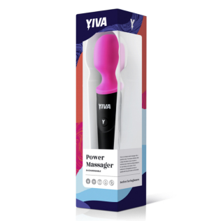 Вибромассажер Ванд в форме микрофона черно розового цвета Yiva Power Massager 