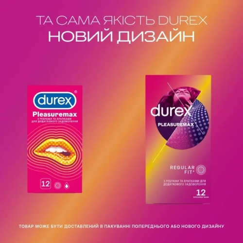 Презервативы с ребрами и точками латексные с силиконовой смазкой Durex Pleasuremax 12 штук - 7