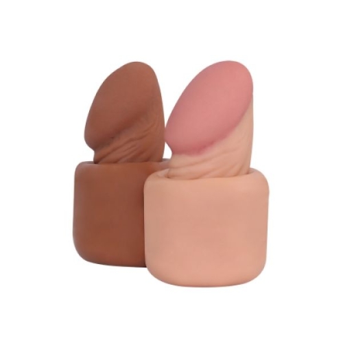 Реалістична Подовжуюча насадка на член + 5 см закрита lovetoy коричнева - 3