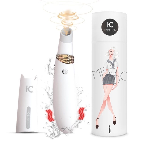 Вакуумный вибратор вагинальный клиторальный белый KissToy Miss CC - 9