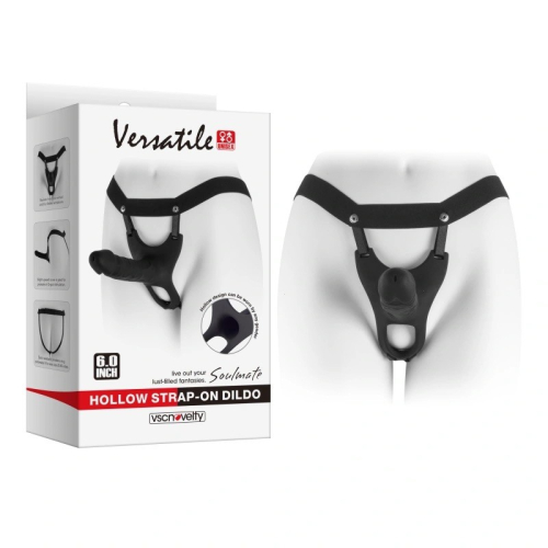 Страпон мужской полый реалистичный силиконовый черного цвета Vscnovelty Soulmate Unisex - 1