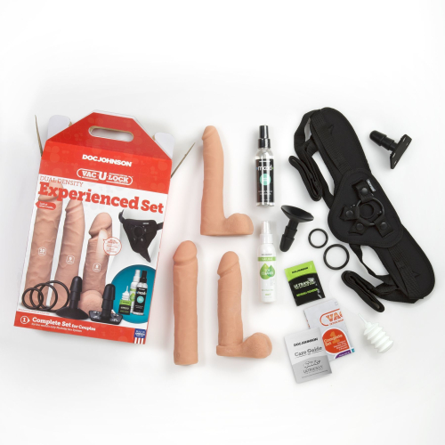 Страпон-набор 3 фаллоса 2 на присоске суперреалистичные Doc Johnson Vac-U-Lock - Dual Density Experienced Set - 6