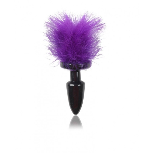 Черная анальная пробка с фиолетовым мехом Bdsm4u Bunny Tail Anal Plug Purple - 2