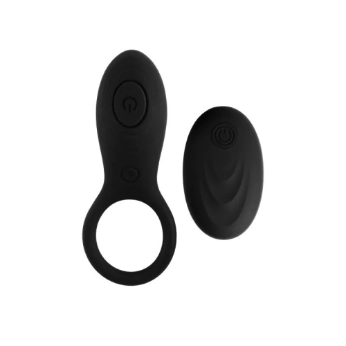 Эрекционное кольцо с вибрацией и пультом ДУ Pleasure Luxury Remote Control Silicone Cock Ring черного цвета - 2