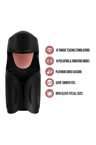 Мастурбатор із язичком та з вібрацією для чоловіків чорний Blush M for Men - 5