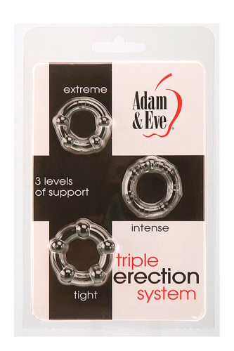 Эрекционные кольца для пениса прозрачного цвета Adam &amp;amp; Eve Triple erection system 3 штуки - 2