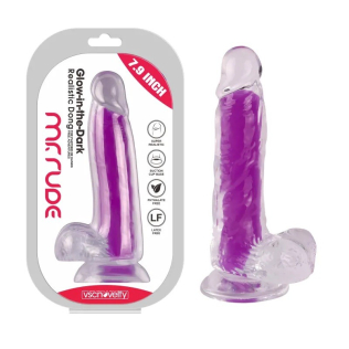 Фаллоимитатор светящийся на присоске Glow-in-the-Dark Dong Purple Mr. Rude 7.9 фиолетовый