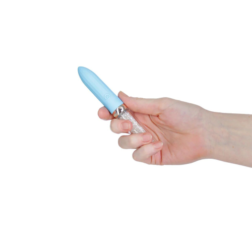 Віброкулька для клітора блакитного із сріблястим кольором BMS Factory Petites Lil’ Bombshell Vibrator - 4