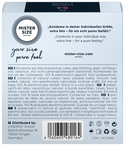 Презервативи Mister Size 64 mm (мм) 3 штуки Містер Сайз - 3