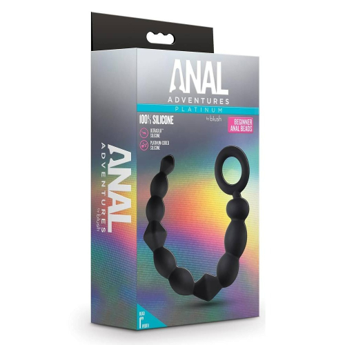 Силіконове анальне намисто чорне Anal Adventures Platinum - 5
