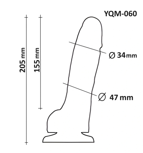 Фалоімітатор реалістичний силіконовий із присоскою OYO YQM-060 20,5 см діаметр до 4,7 см - 6