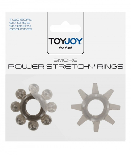 Набор из 2 шт эрекционных колец на пенис без вибрации Power stretchy Rings Smoke - 1