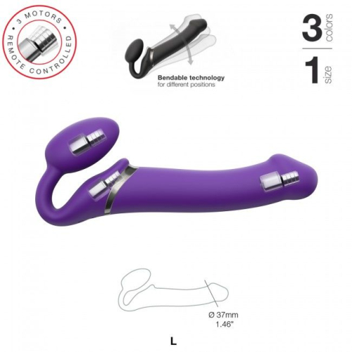Женский вибро-страпон с вагинальной пробкой Strap-On-Me Vibrating Violet L - 2