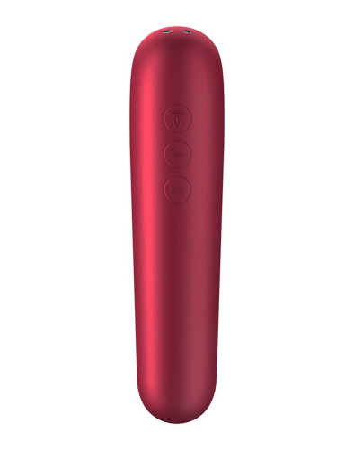 Смарт вибратор и вакуумный стимулятор для клитора 2 в 1 Satisfyer Dual Love бордовый - 2