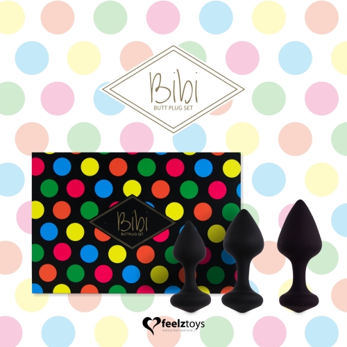 Набор силиконовых анальных пробок черные FeelzToys Bibi Butt Plug - 4