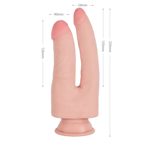 Двойной фаллоимитатор реалистичный на присоске телесного цвета Vscnovelty Knight Cock 3D - 2
