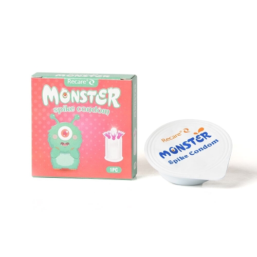 Презерватив прозорий із вусиками Recare Turquoise Monster Spike Condom - 3