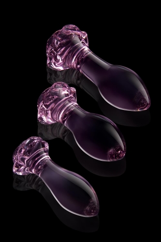 Набір анальних пробок скляних рожевого кольору DreamToys Glaze Rosebud 3 штуки - 6