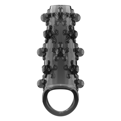 Стимулююча насадка на член із пухирцями чорна Meleon - Orbiting Beads Locking Sleeve - 2