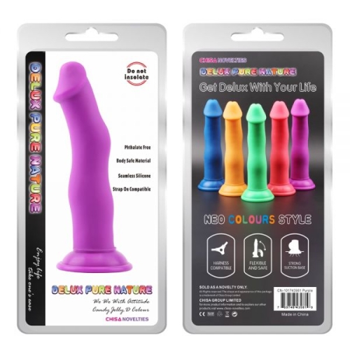 Фаллоимитатор с изгибами на присоске фиолетового цвета Chisa Jolly D - 2