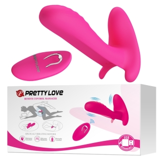 Вибратор вагинальный с стимулятором клитора на пульте ДУ розовый Pretty Love Remote Control Massager