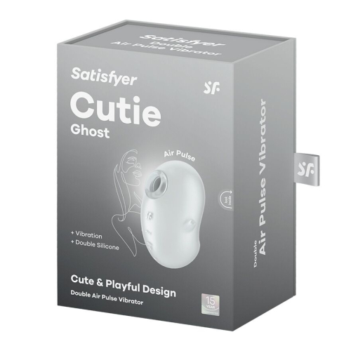 Вакуумный клиторальный стимулятор с вибрацией белого цвета Satisfyer Cutie Ghost - 5
