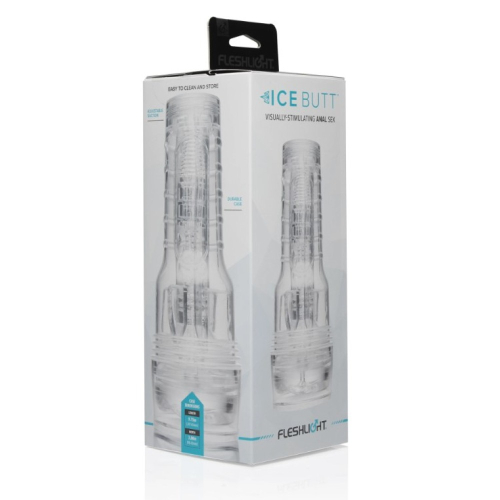 Мастурбатор у колбі анус із кібершкіри прозорого кольору Fleshlight Ice Butt Crystal - 5