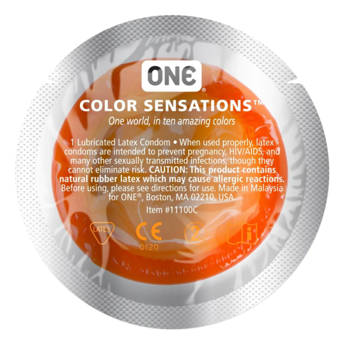 Набор латексных презервативов с силиконовой смазкой оранжевого цвета One Color Sensation 5 штук - 1
