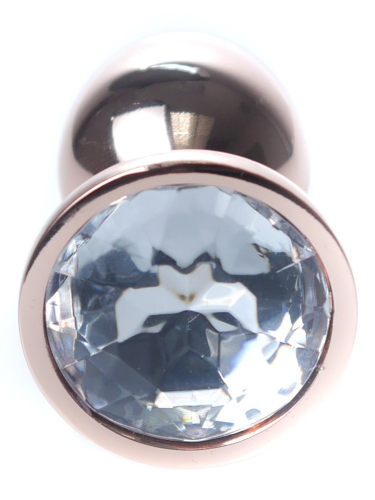 Анальна пробка S золотистого кольору із кристалом сріблястого кольору BOSS of TOYS Jewellery plug - 2