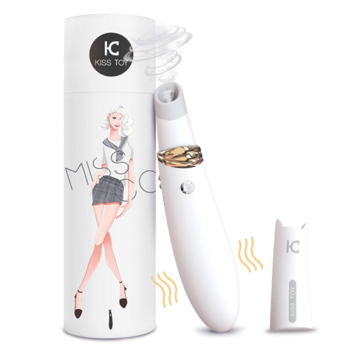 Вакуумный вибратор вагинальный клиторальный белый KissToy Miss CC - 7