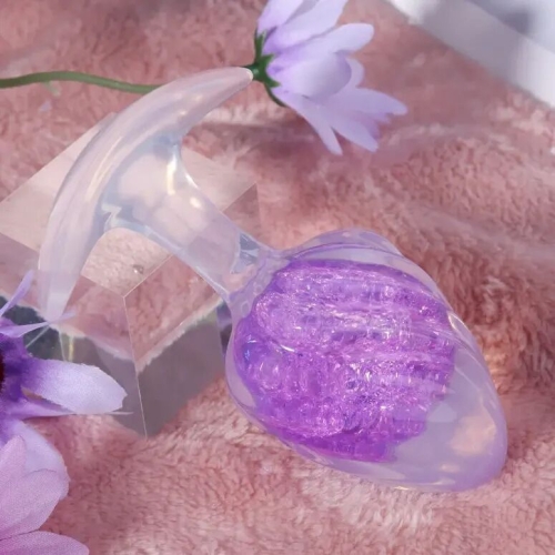 Анальная пробка силиконовая фиолетовая Liebe Seele Icecream-shaped Crystal Anal Plug размер Medium - 4