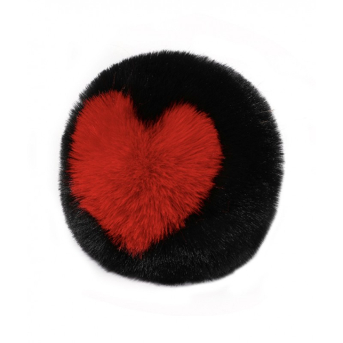 Анальна пробка з пухнастим хвостом Cute Heart Fluffy Plug with Tail чорно-червоний - 2