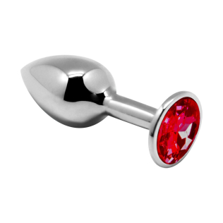 Анальная металлическая пробка с красным стразом размер L Alive Mini Metal Butt Plug