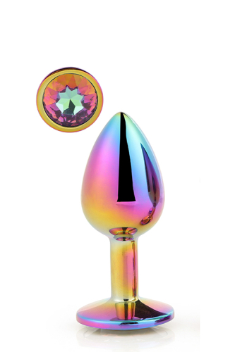 Анальна пробка райдужна з райдужним каменем 9,5 х 4,3 см Dream Toys Gleming Love - 1