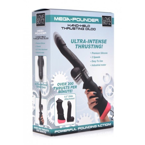 Ручна секс машина для жінок із реалістичним фалоімітатором чорного кольору XR Brands Mega Pounder Hand Held Thrusting - 7