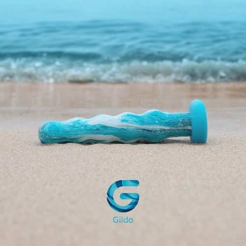 Скляний ділдо у формі намистин блакитного кольору Gildo Ocean Flow - 7