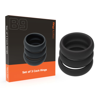 Набор эрекционных колец на член черного цвета Erospace Men’s Play Set Of 3 Cock Rings модель B9 3 штуки