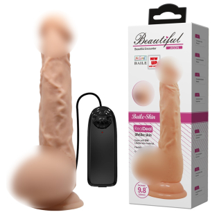 Вібратор реалістичний на присосці тілесного кольору з пультом ДК Lybaile Sextoy top penis довжина 250 мм