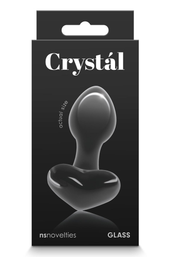 Анальний скляний затор чорного кольору NS Novelties Crystal heart - 2