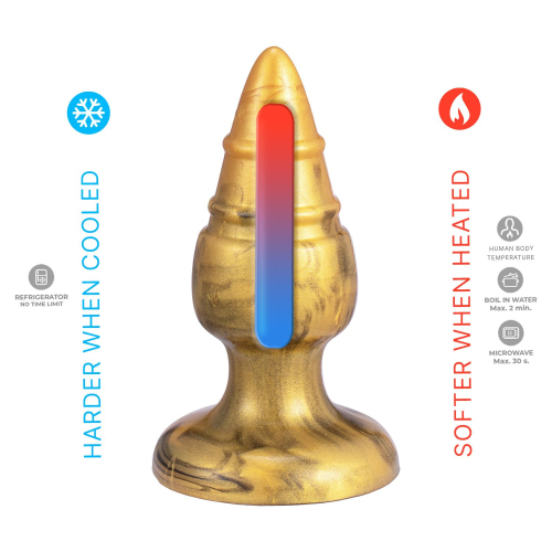 Анальна пробка на присосці ребриста золотиста SilexD Fantasy Goldy Plug розмір M - 3