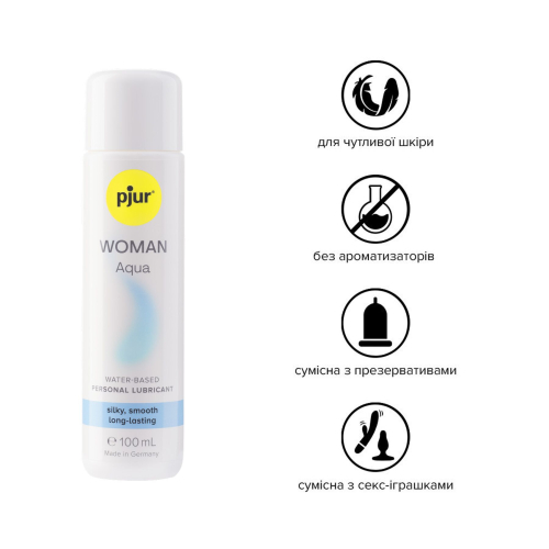 Лубрикант на водной основе pjur Woman Aqua 100 мл вагинальная для женской кожи и для игрушек (Пьюр, Пджюр) - 2