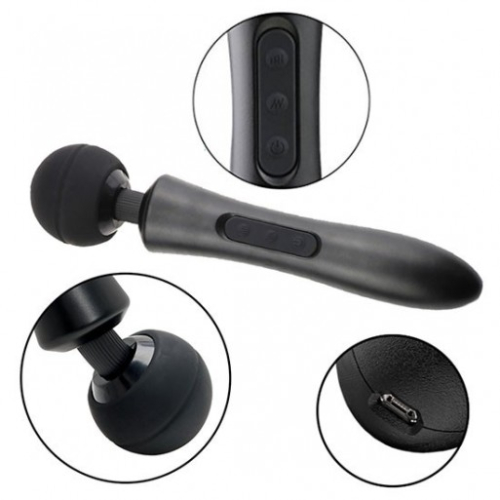 Вібромасажер Ванд у формі мікрофону Пульсатор чорного кольору Boss series Massager Ultra Powerful - 5