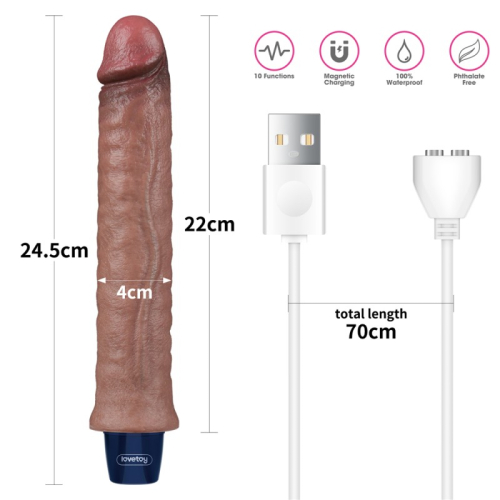 Реалістичний вібратор Lovetoy Real Softee Rechargeable Silicone Vibrating Dildo 9.5 коричневий - 3
