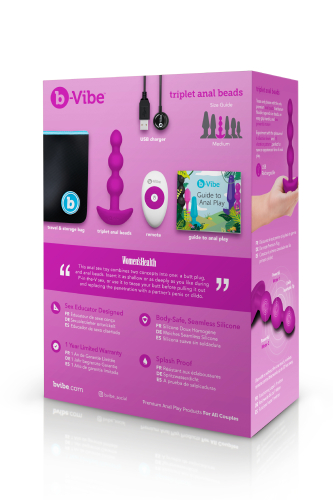 Анальна пробка з пультом 2 двигуна B-Vibe для інтимних ігор колір фуксія - 11