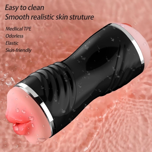 Мастурбатор с двумя входами Ротик и Вагина телесного цвета OYO - Double Pump BLACK YQM-205 BLACK - 4