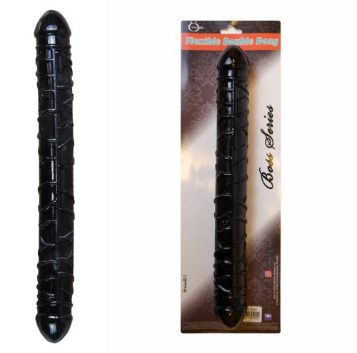 Двосторонній фалоімітатор чорного кольору Boss Series Flexible Double Dong - 1