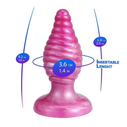 Анальна пробка на присосці ребриста рожева SilexD Fantasy Cherry Plug розмір M - 4