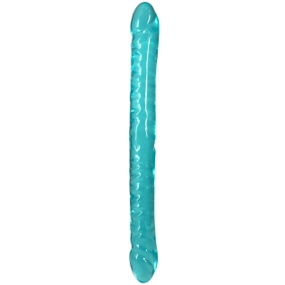 Фаллоимитатор двусторонний реалистичный бирюзовый Doc Johnson Crystal Jellies Double Dong 18 Inch